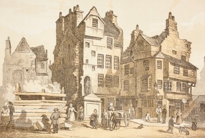Netherbow House, Edynburg jak w 1843 roku, z „The Scots Worthies” Johna Howie, wydanie drugie opublikowane w 1879 roku autorstwa English School