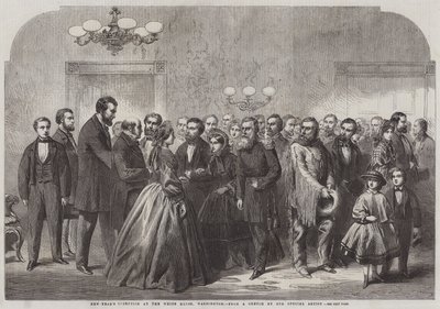 Noworoczne przyjęcie w Białym Domu w Waszyngtonie (grawerowanie) autorstwa English School
