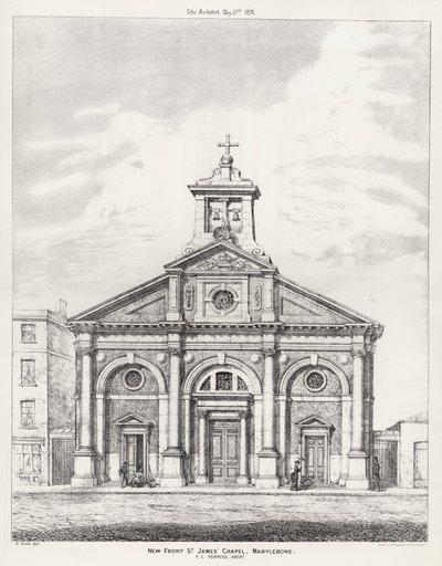 Nowy front, kaplica św. Jakuba, Marylebone (rycina) autorstwa English School