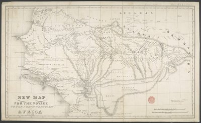 Nowa mapa podróży na północno-zachodnie wybrzeże Afryki, Anno, narysowana i wydrukowana przez Dean & Munday autorstwa English School