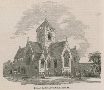 Nowy kościół rzymskokatolicki w pobliżu doków w Indiach Zachodnich autorstwa English School