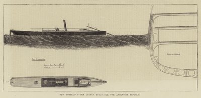 Nowa torpeda Steam Launch zbudowana dla Republiki Argentyńskiej (grawerowanie) autorstwa English School