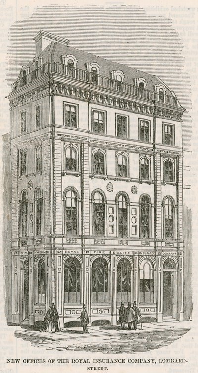 Nowe biura Royal Insurance Company, Lombard Street, Londyn autorstwa English School