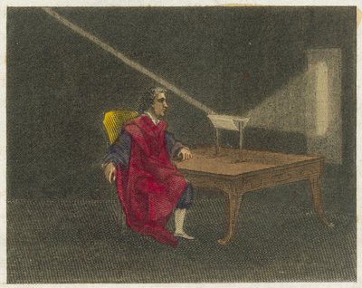 Newton odkrywający naturę światła (kolorowa rycina) autorstwa English School