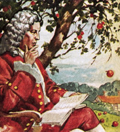 Newton obserwuje spadające jabłka autorstwa English School