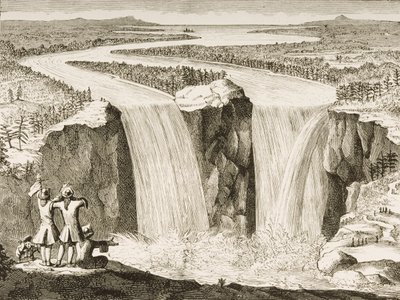Wodospad Niagara, według szkicu wykonanego przez księdza Hennepina w 1677, z „American Pictures” opublikowanego przez religijne Towarzystwo Traktowe, 1876 autorstwa English School