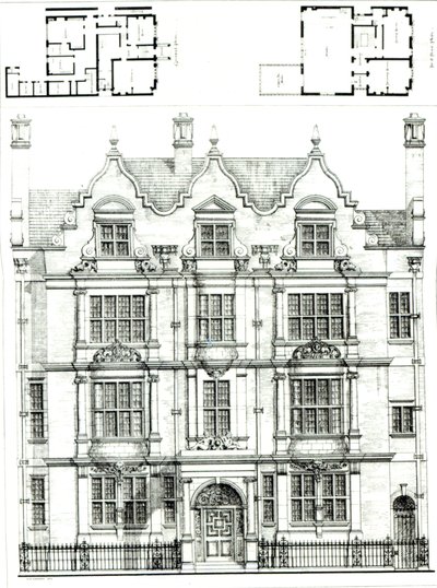 No.70 Ennismore Gardens, South Kensington, z The Building News, 23 lipca 1886 r. autorstwa English School