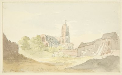Północno-wschodni widok St Mary Redcliffe z Harford Anderson Garden (ołówek i akwarela na papierze) autorstwa English School