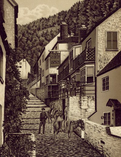 North Devon: Clovelly, Main Street (litografia) autorstwa English School