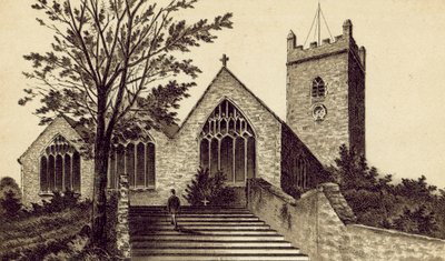 North Devon: Ilfracombe Parish Church, Holy Trinity (litografia) autorstwa English School