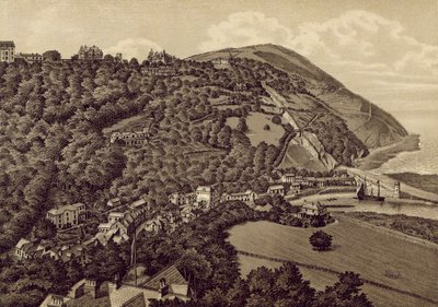 Północny Devon: Lynton i Lynmouth (litografia) autorstwa English School