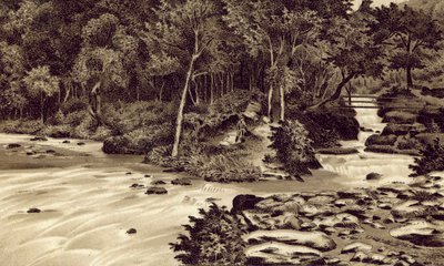 North Devon: "The Watersmeet", Lynmouth (litografia) autorstwa English School