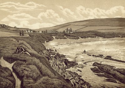North Devon: Woolacombe Sands (litografia) autorstwa English School