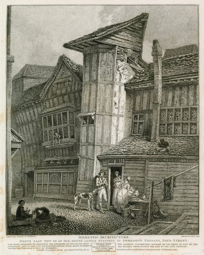 North East Widok starego domu stojącego niedawno w Pasażu Sweedons, Grub Street autorstwa English School