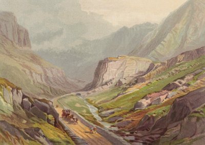 Północ Walii, Przełęcz Llanberis (kolor lito) autorstwa English School