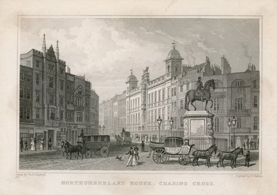Northumberland House, Charing Cross. Biuro Loterii Bishs, nr 9 Charing Cross, znajduje się tuż obok hotelu Golden Cross autorstwa English School