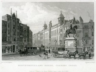 Northumberland House, Charing Cross. Biuro Loterii Bishs, nr 9 Charing Cross, znajduje się tuż obok hotelu Golden Cross autorstwa English School