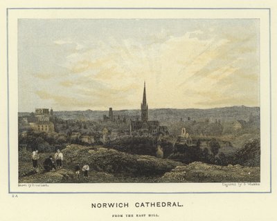 Katedra w Norwich, ze wschodniego wzgórza autorstwa English School