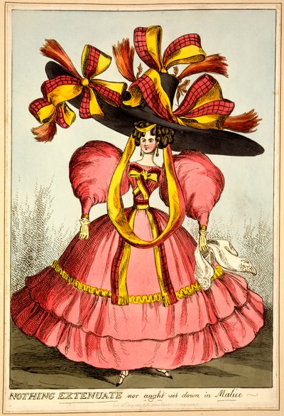 Nic Extenuate ani nic nie ustalono w Malice, 1827 (ręcznie kolorowane grawerowanie) autorstwa English School