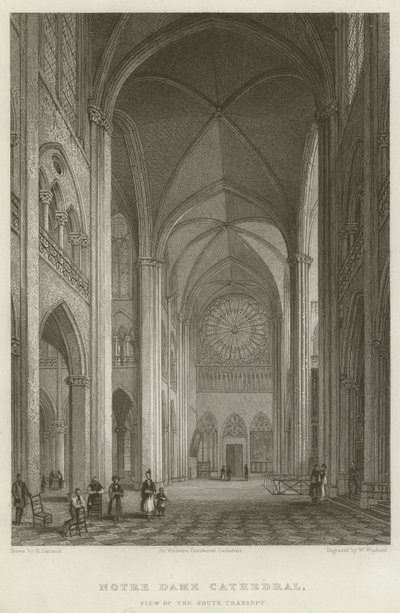 Katedra Notre Dame, Widok Transeptu Południowego (rycina) autorstwa English School