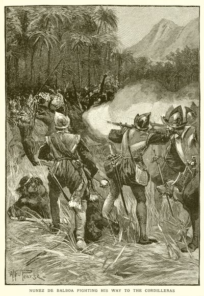 Nunez de Balboa przedziera się do Kordylierów autorstwa English School