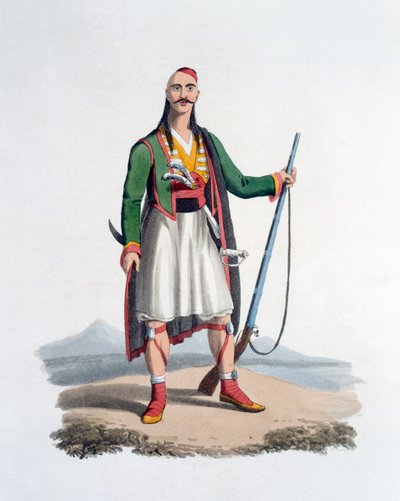 Oficer Spahis, 1818 (kolorowa akwatinta) autorstwa English School