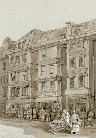 Stare domy przy ulicy Aldersgate (wc na papierze) autorstwa English School