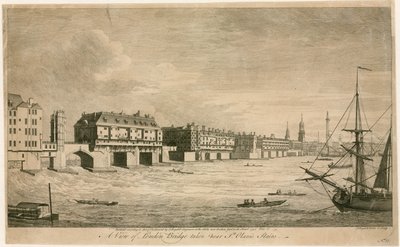 Old London Bridge, z okolic St. Olaves Stairs autorstwa English School