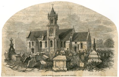 Stary kościół St Pancras, Londyn i cmentarzysko autorstwa English School