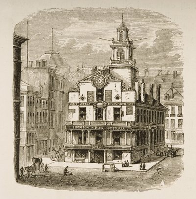Old State House, Boston, ok. 1870, z „American Pictures” opublikowanej przez religijne Towarzystwo Traktowe, 1876 autorstwa English School