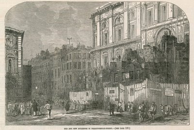 Stare i nowe budynki przy Threadneedle Street w Londynie autorstwa English School