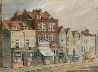 Stare domy na Upper Street, Islington, naprzeciwko kościoła (wc na papierze) autorstwa English School