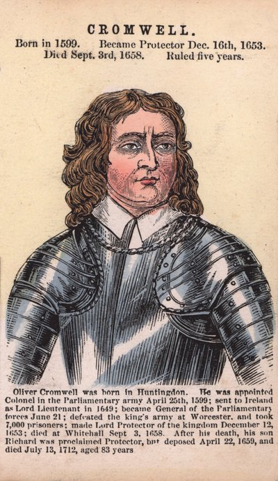 Oliver Cromwell, Protector (kolorowy grawerunek) autorstwa English School