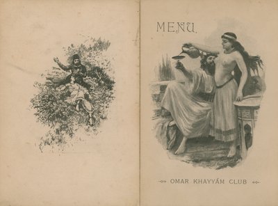 Menu kolacji klubowej Omar Khayyam autorstwa English School