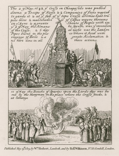 2 maja 1643 r. zburzono krzyż w Cheapside w Londynie autorstwa English School