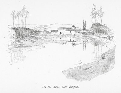Nad rzeką Arno, w pobliżu Empoli (litografia) autorstwa English School
