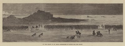 Na plaży w St Malo, wyjazd opłat za front (grawerowanie) autorstwa English School