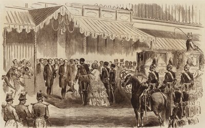 Otwarcie Kryształowego Pałacu, przybycie Jej Królewskiej Mości, 1854 autorstwa English School