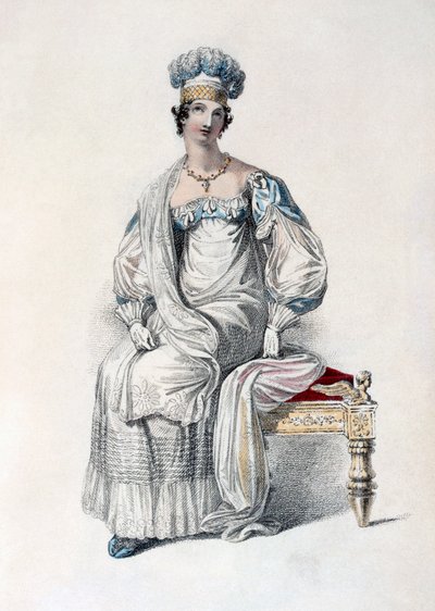 Sukienka operowa, talerz z modą z Ackermanns Repository of Arts autorstwa English School