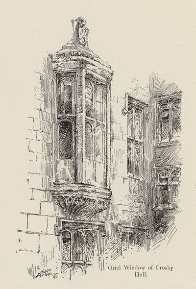 Okno Oriel w Crosby Hall, zwrócone w stronę Great St Helen
