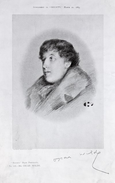 Oscar Wilde (1854-1900) portret Bijou, od Towarzystwa autorstwa English School