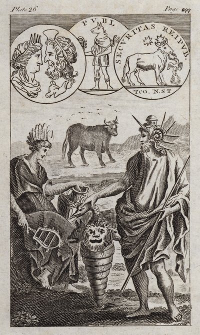 Ozyrys, Apis, Serapis (Grawerowanie) autorstwa English School