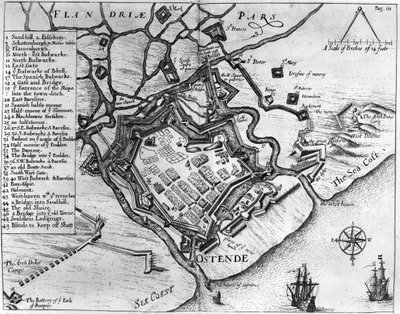 Ostenda, z „Komentarze, będąc różnorodnymi kawałkami służby, którymi dowodził” Francisa Vere (1560-1609), wyd. autorstwa Williama Dillinghama, 1657 (grafika) autorstwa English School