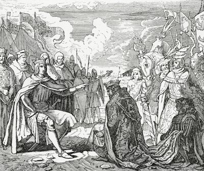 Ottokar II z Czech składa hołd Rudolfowi I, królowi Niemiec w 1276, 1882 autorstwa English School