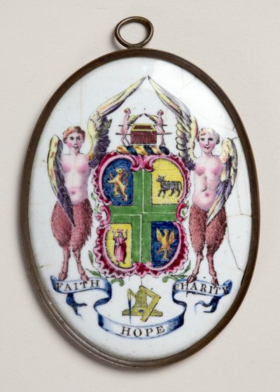 Owalna tablica z odznaką masonów (emalia) autorstwa English School