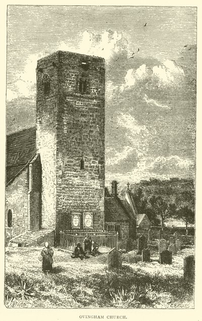 Kościół Ovingham (grawerunek) autorstwa English School