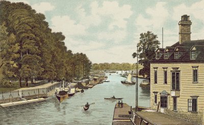 Oxford: The Isis (kolorowa litografia) autorstwa English School