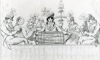 Padean Minstrels podczas występu w Vauxhall Gardens w Londynie (grawerowanie) autorstwa English School