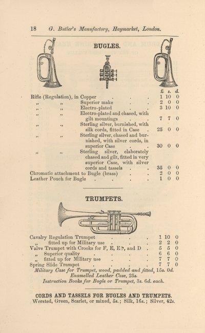Strona z Ilustrowanego Katalogu Instrumentów Muzycznych G Butlera (rycina) autorstwa English School