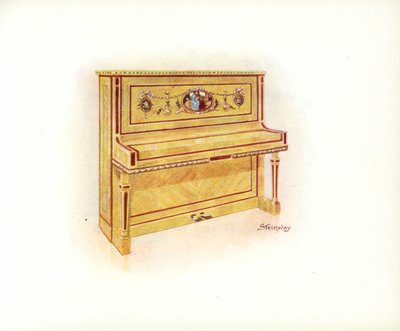 Strona z katalogu sztuki Steinway & Sons (kolor lito) autorstwa English School